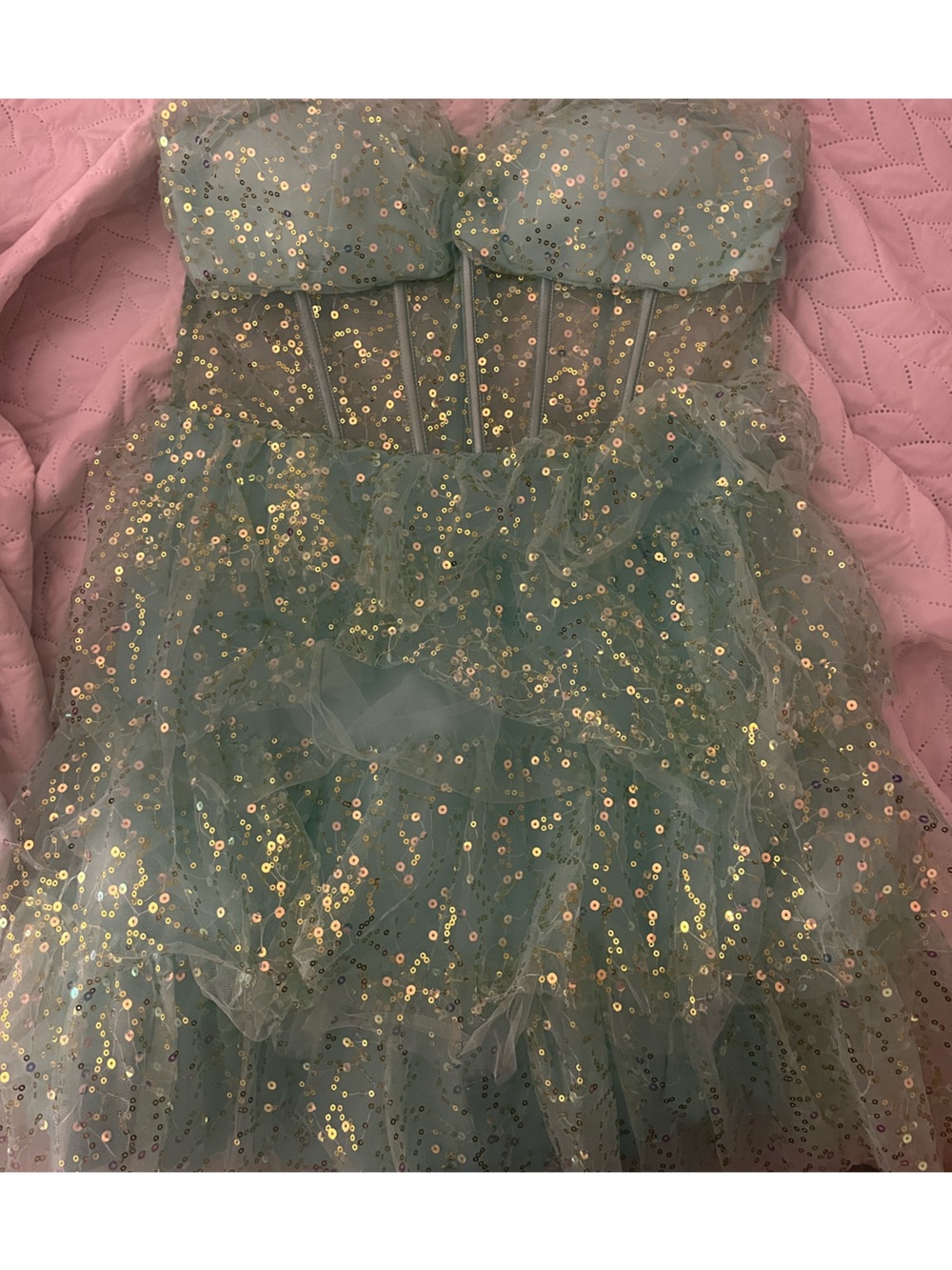 Lulus Strapless Sparkle Ruffle Dress - Picture 2 of 3